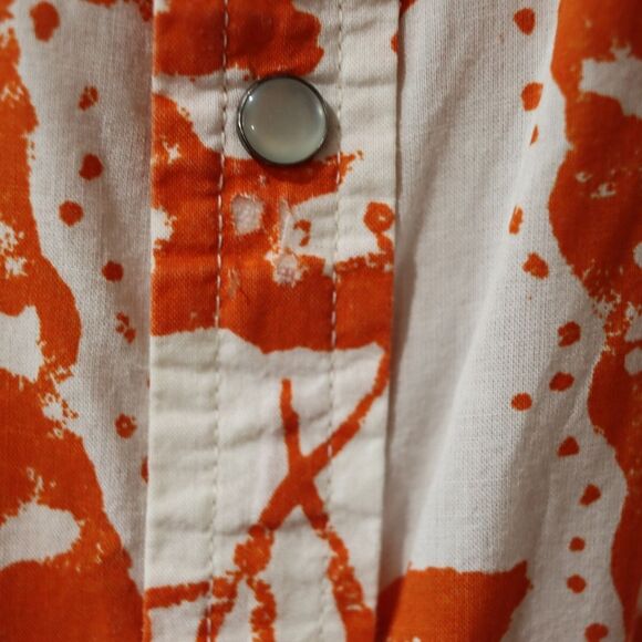 Kenneth Cole Reaction Orange and White Casual Shirt Tropical Pearl Snap LG - Picture 5 of 15